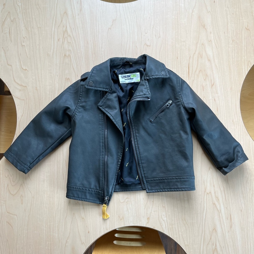 OshKosh 18m Black Leather Jacket